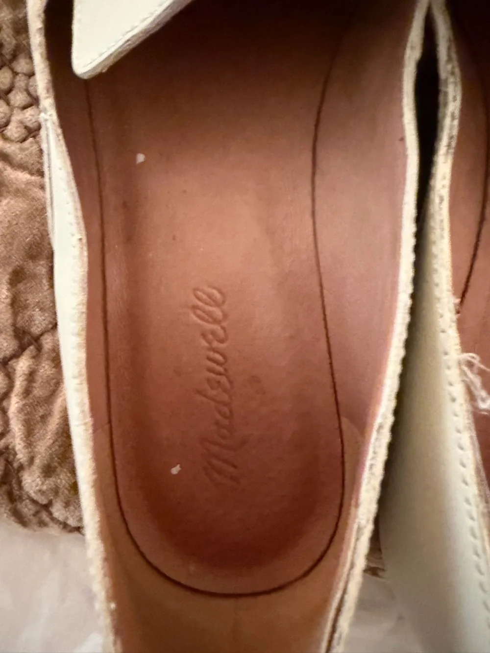 Madewell Ivory Leather Pointed Slip-On Loafers